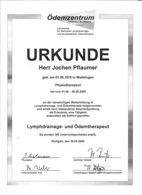 Manuelle Lymphdrainage Jochen Pflaumer