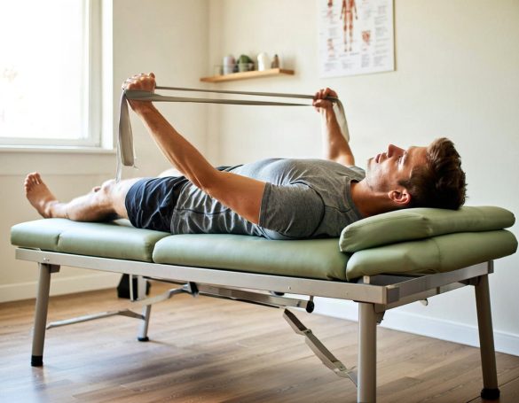 Krankengymnastik mit Therabend Gymnastikübung mit Theraband