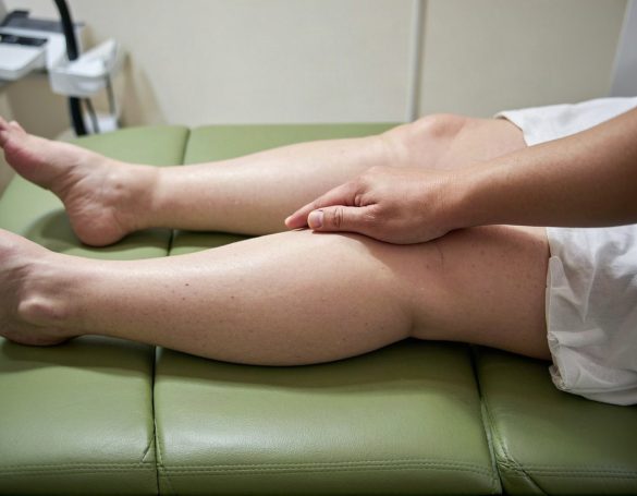 Manuelle Lymphdrainage bei Beinödem Behandlung einers Ödem im Bereich des Unterschenkel